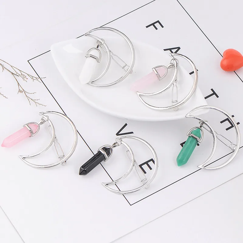 1 шт. сплав золотой цвет полумесяц искусственный кварц шестигранная призма