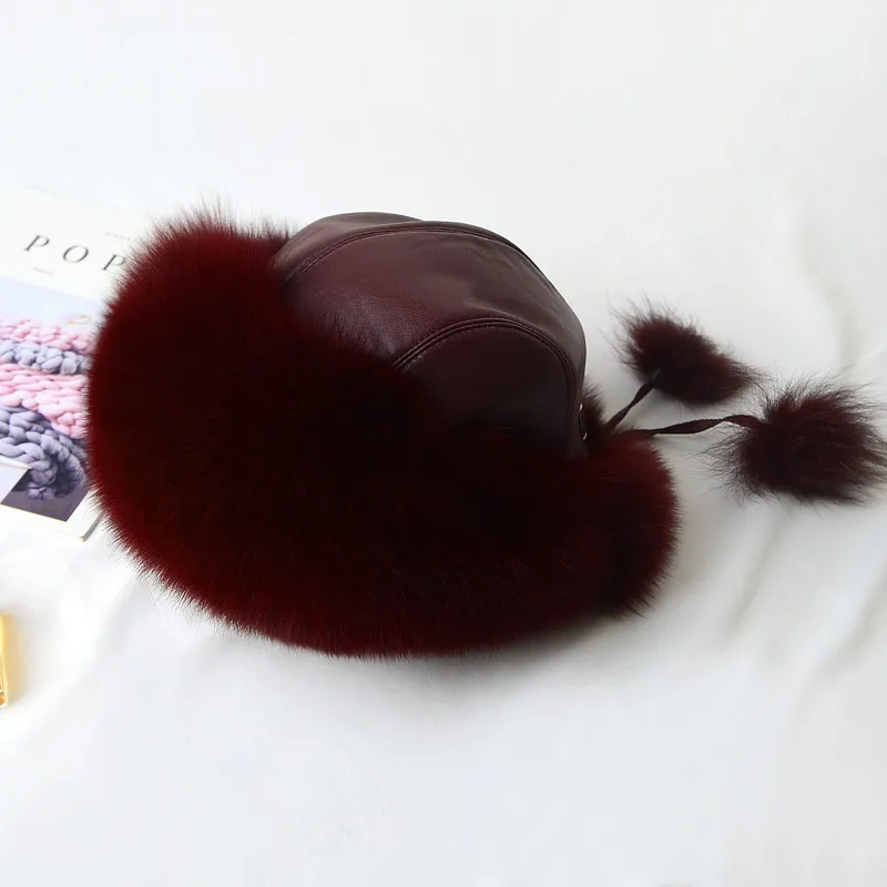 Лидер продаж шапка принцессы из меха русской лисы натурального Лисьего женская