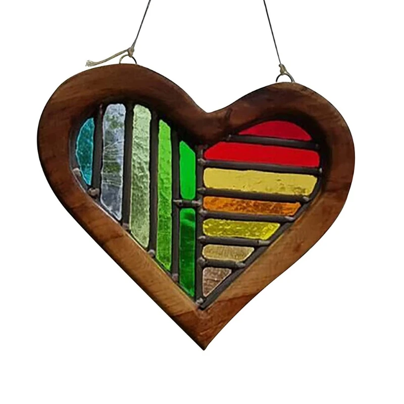 

OLJF Wooden Rainbow Love Pendant Decoration Gift for Engagements Weddings Anniversaries Birthdays Valentine's Day Exquisite