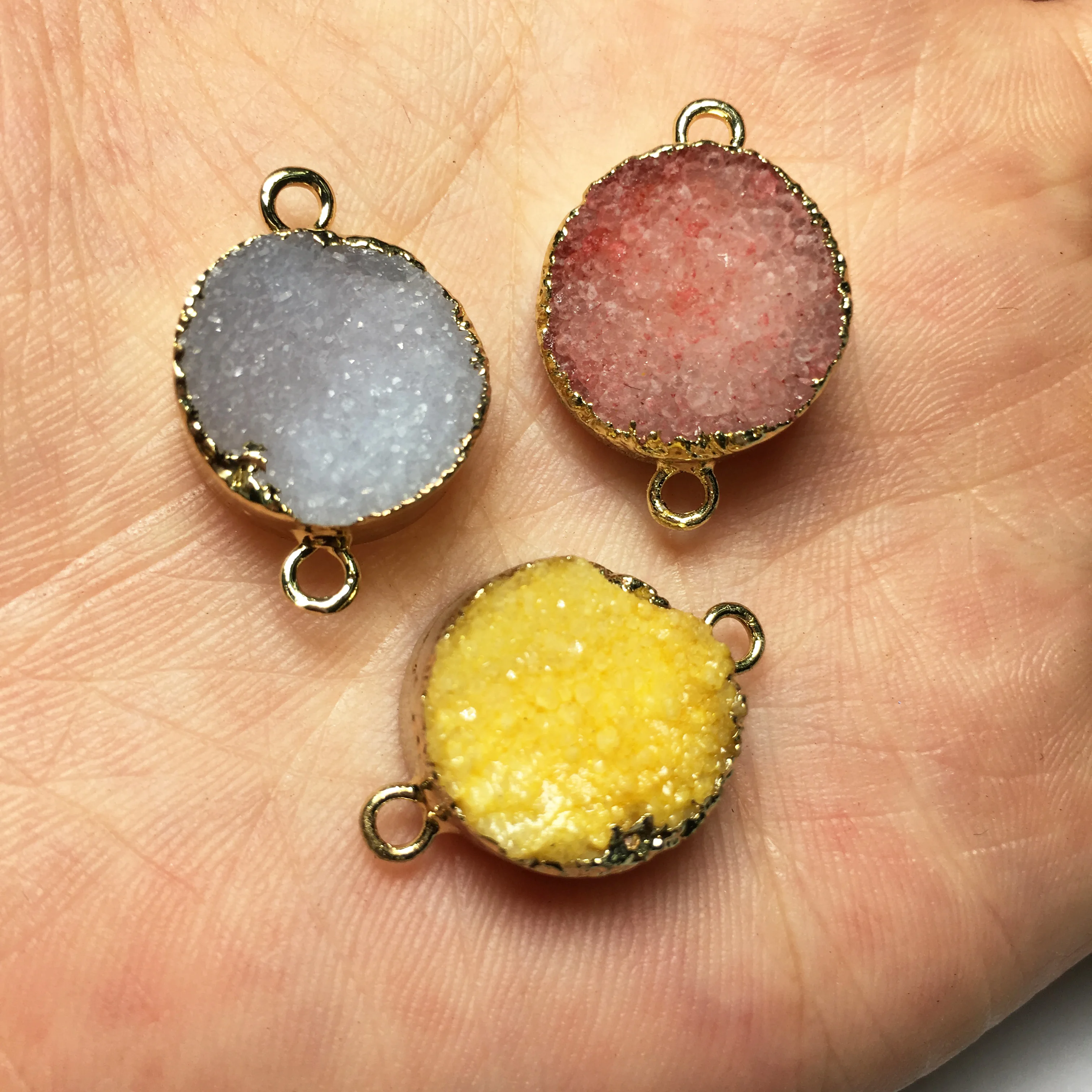 1pc natural round crystal agate random color connector fashion jewelry DIY bracelet necklace charm | Украшения и аксессуары