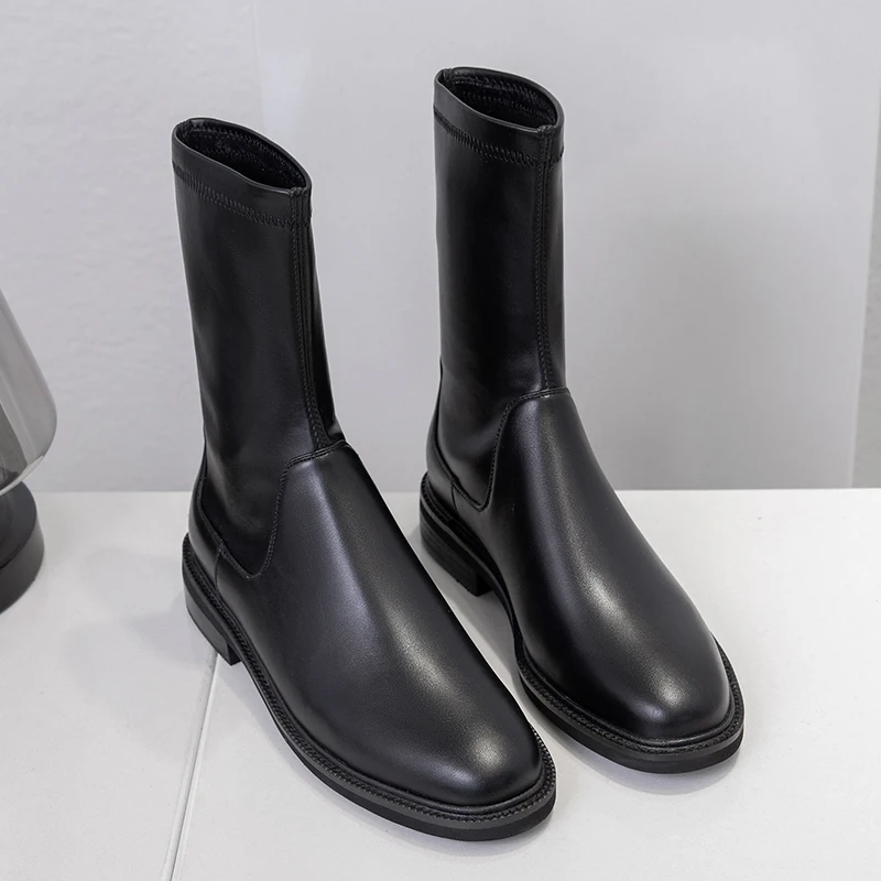 2020 популярная женская обувь с круглым носком Ботильоны Сапоги Челси из