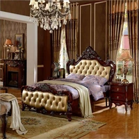 modern american solid wood country style fashion bed 2 people bedroom set furniture d1419