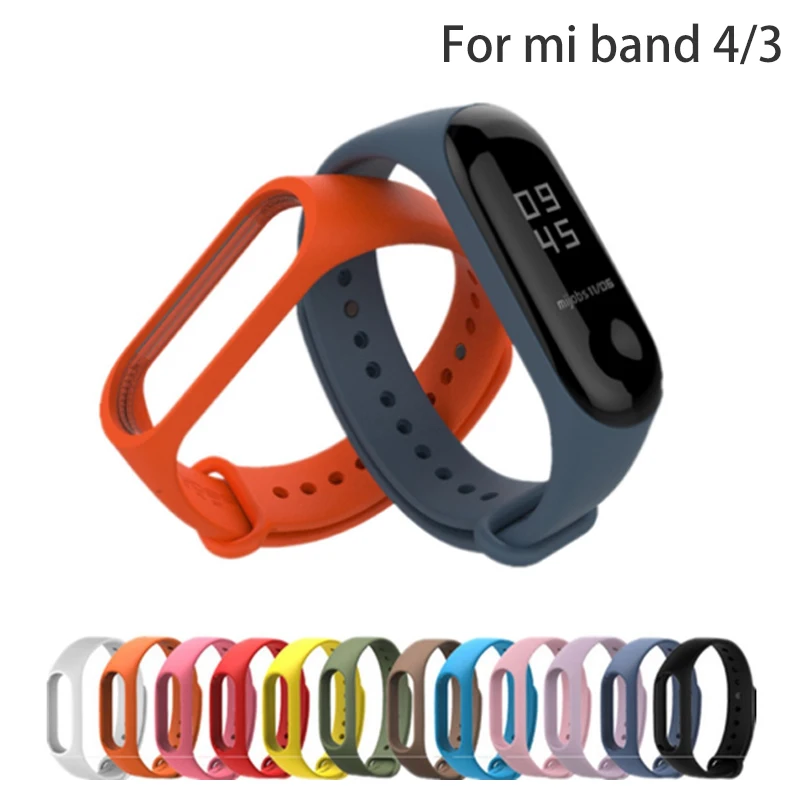 Браслет для Xiaomi Mi Band 3 4 спортивные часы с ремешком силиконовый ремешок Замена