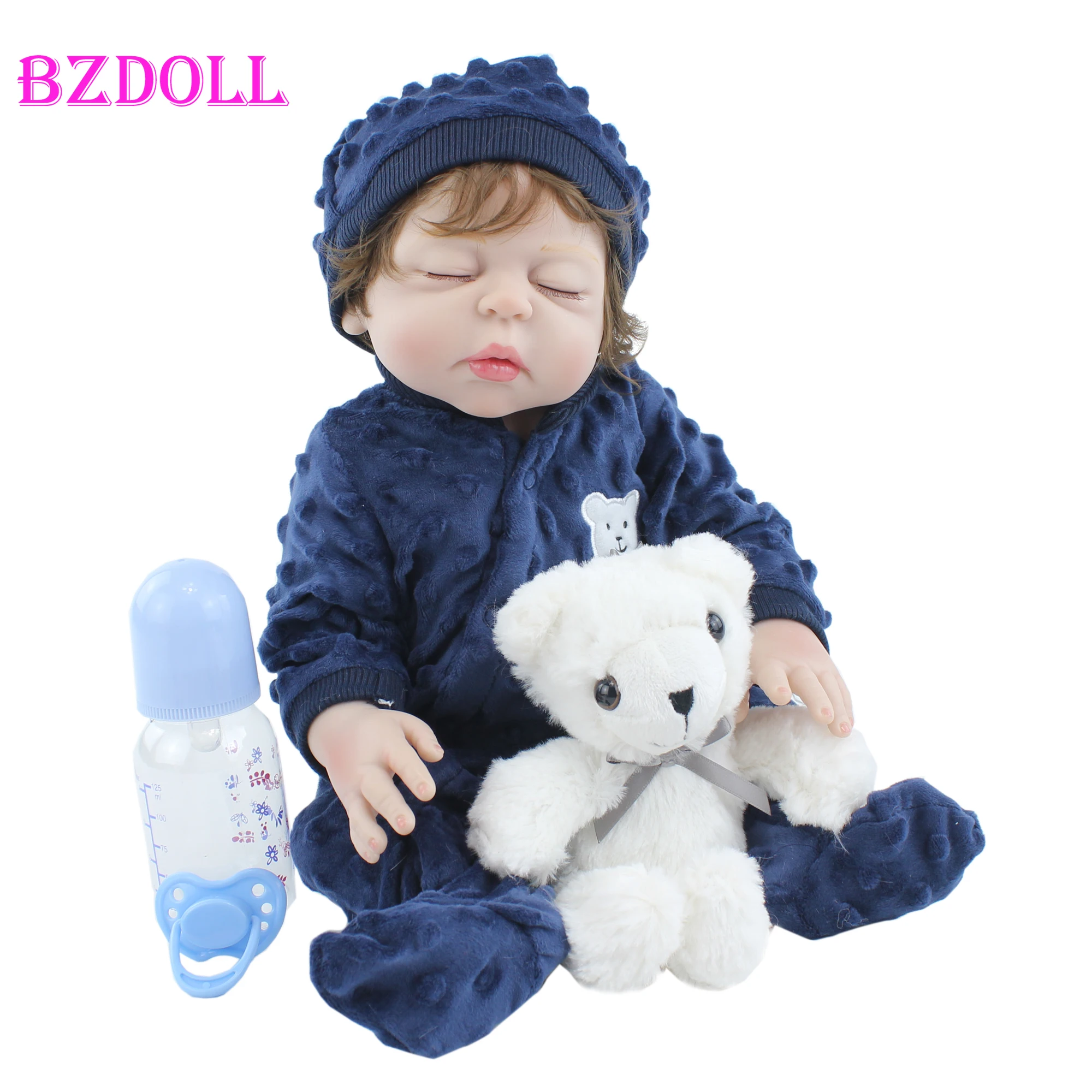 Кукла новорожденная силиконовая 19 дюймов для сна купания подарок на день