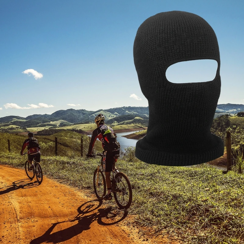 Зимняя вязаная Лыжная маска-Балаклава унисекс с одним отверстием шапка