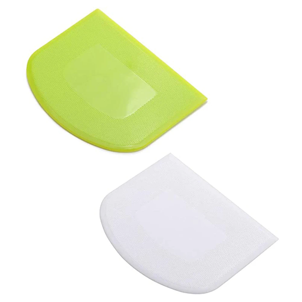 

2 Pcs Dough Scraper Bowl Scraper Cutter Multipurpose for Bread Dough Cake Fondant silicone mold baking accessories