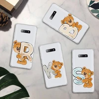 luxury bear letters phone case transparent for samsung galaxy a71 a21s s8 s9 s10 plus note 20 ultra