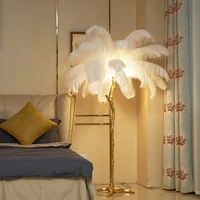 nordic ostrich feather floor lamp resin tree standing lamp for living room bedroom study desk lamp decor designer floor lighting