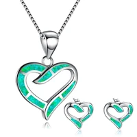 classic heart shaped pendant women necklace alloy earrings women wedding christmas gift jewelry set accessories