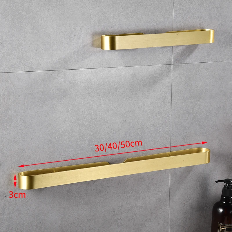 Ванная комната Полотенца бар матовый Золото самоклеющиеся настенный держатель