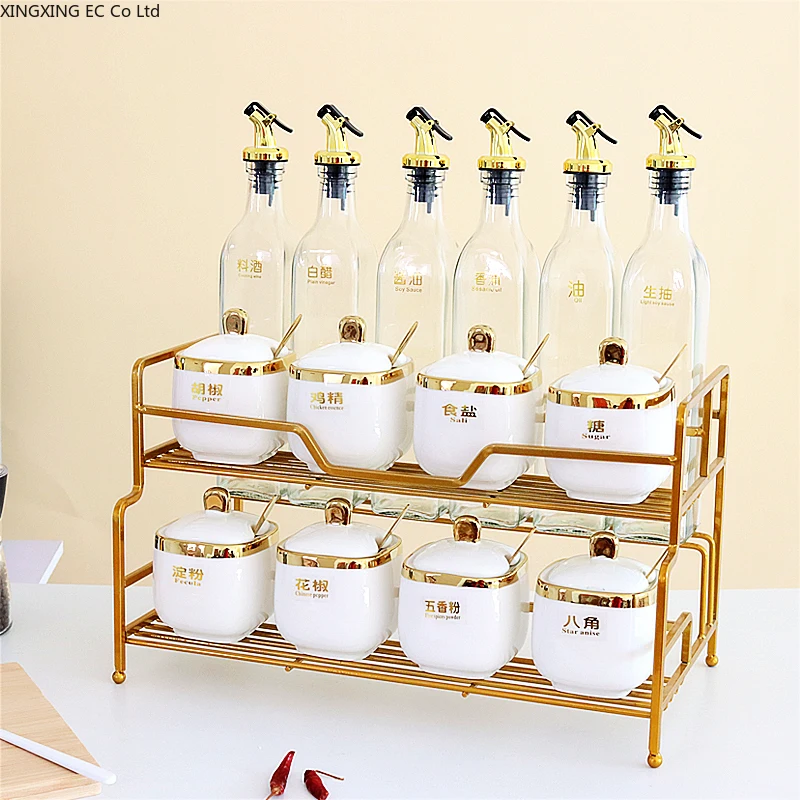 

Kitchen Supplies Household Condiments Seasoning Box Storage Combination Oil Salt Sauce Vinegar Seasoning Jar Seasoning Bottle