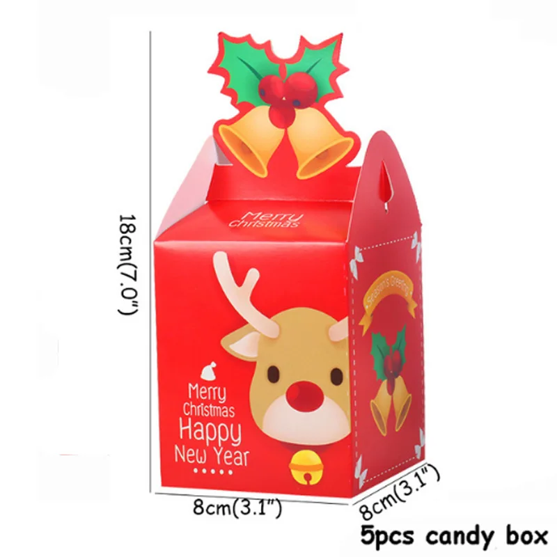 5pcs candy boxes Рождественская коробка для конфет на день рождения украшения для печенья Подарочная коробка Рождественский Декор для дома упаковочные коробки Navida Natal Декор - Цвет: 5pcs candy boxes