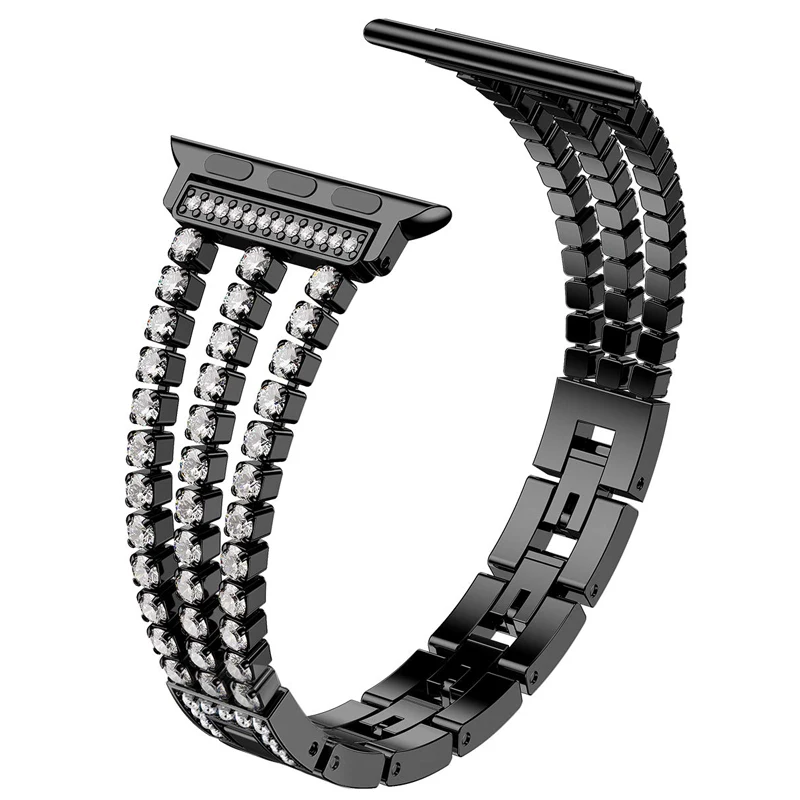 Ремешок из нержавеющей стали для Apple Watch band 38 мм 42 женский браслет с алмазными