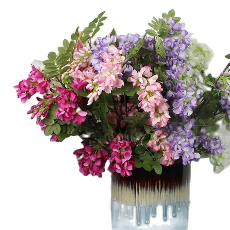 

7Pcs Fake Long Stem Sophoras Flower 35" Length Simulation Sophora Japonica for Wedding Home Decorative Artificial Flowers