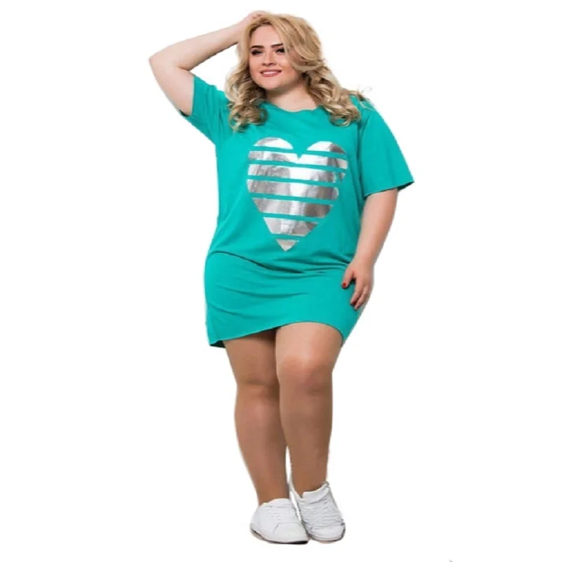 

2021 New Fashion Women Vestidos Plus Size Summer 6XL O Neck Casual Straight Party Knee Dresses