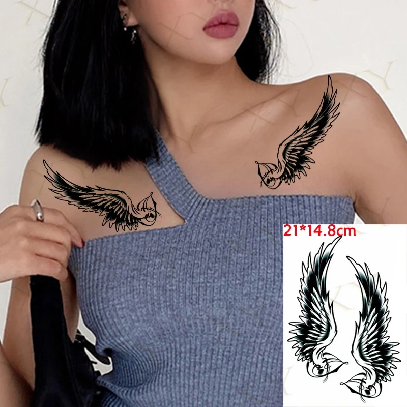 

Waterproof Temporary Tattoo Sticker Divine Wings of Angel Tatto Stickers Flash Tatoo Fake Tattoos for Girl Women Lady