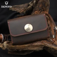 handmade genuine leather card holder for men portable short credit card slot coin purse case organizer small card wallet women