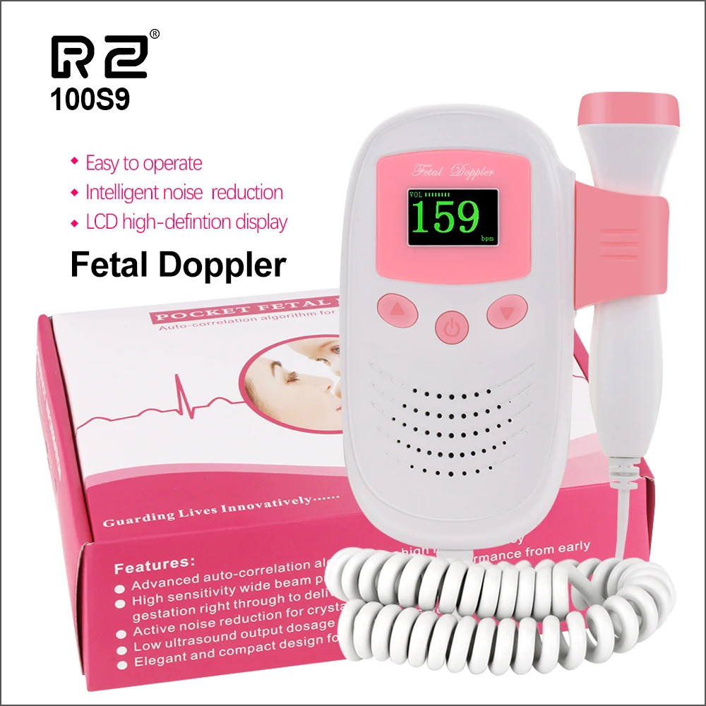 

RZ Digital Fetal Doppler Ultrasound Sound Baby Heartbeat Detector Monitor LED Digital Prenatal Pocket Fetal Doppler Stethoscope