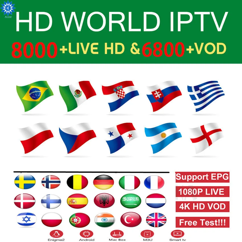HD мировое IPTV 8000 Live VOD 4K HD канал лучший для Европы арабский Азиатский Африка латино Америка Глобальный IPTV подписка Android PC