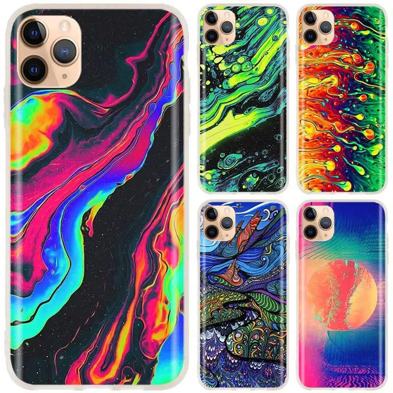 Мягкий силиконовый чехол для телефона iPhone 12 11 Pro X XR XS Max 6 7 8 G Plus SE 2020 5 с абстрактным