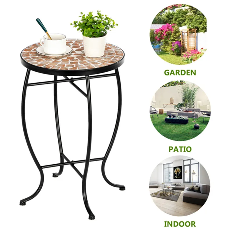 

Artisasset Mosaic Round Terrace Bistro Table With Coloured Glass Green Flowers Mosaic