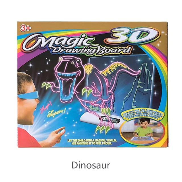 Dinosaur 3D доска для рисования с игрушками креативная волшебная доска красочная ручка для рисования планшет каракули эскиз живопись светящиеся Развивающие игрушки для рисования - Цвет: Dinosaur