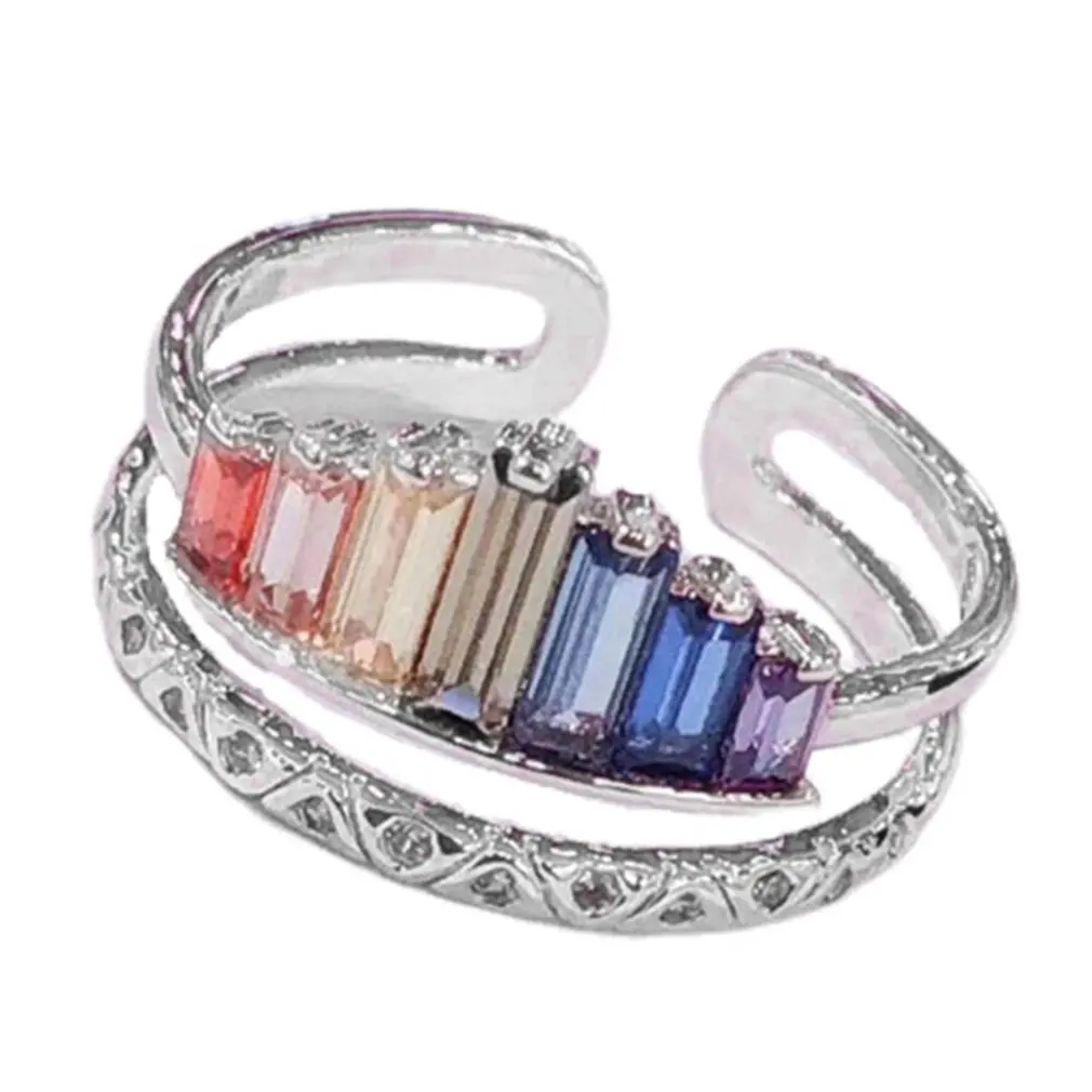 Новинка 2020 модное Радужное кольцо с микро бриллиантами весенне-летнее