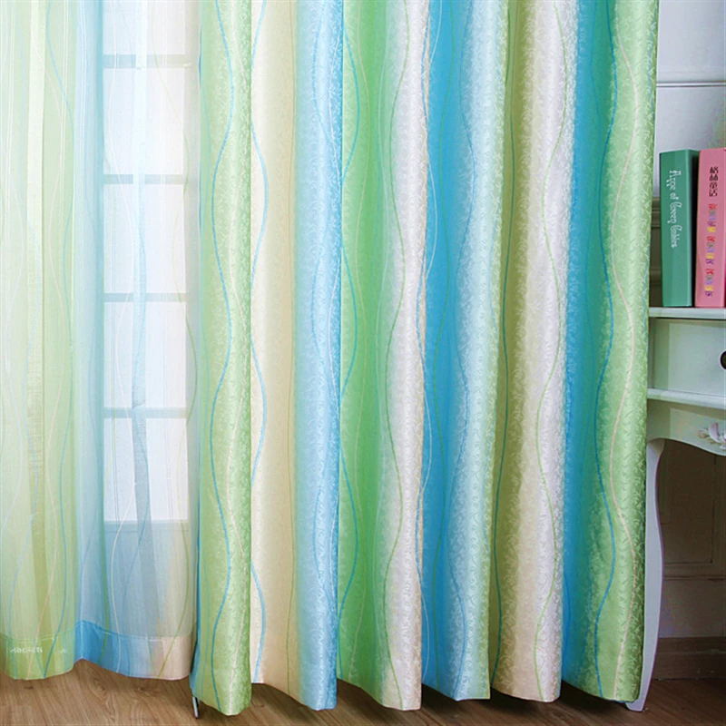 Современные Плотные жаккардовые градиентные зеленые шторы для спальни гостиной