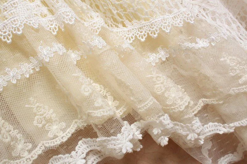 Женская многослойная кружевная хлопковая юбка белая плиссированная принцессы в