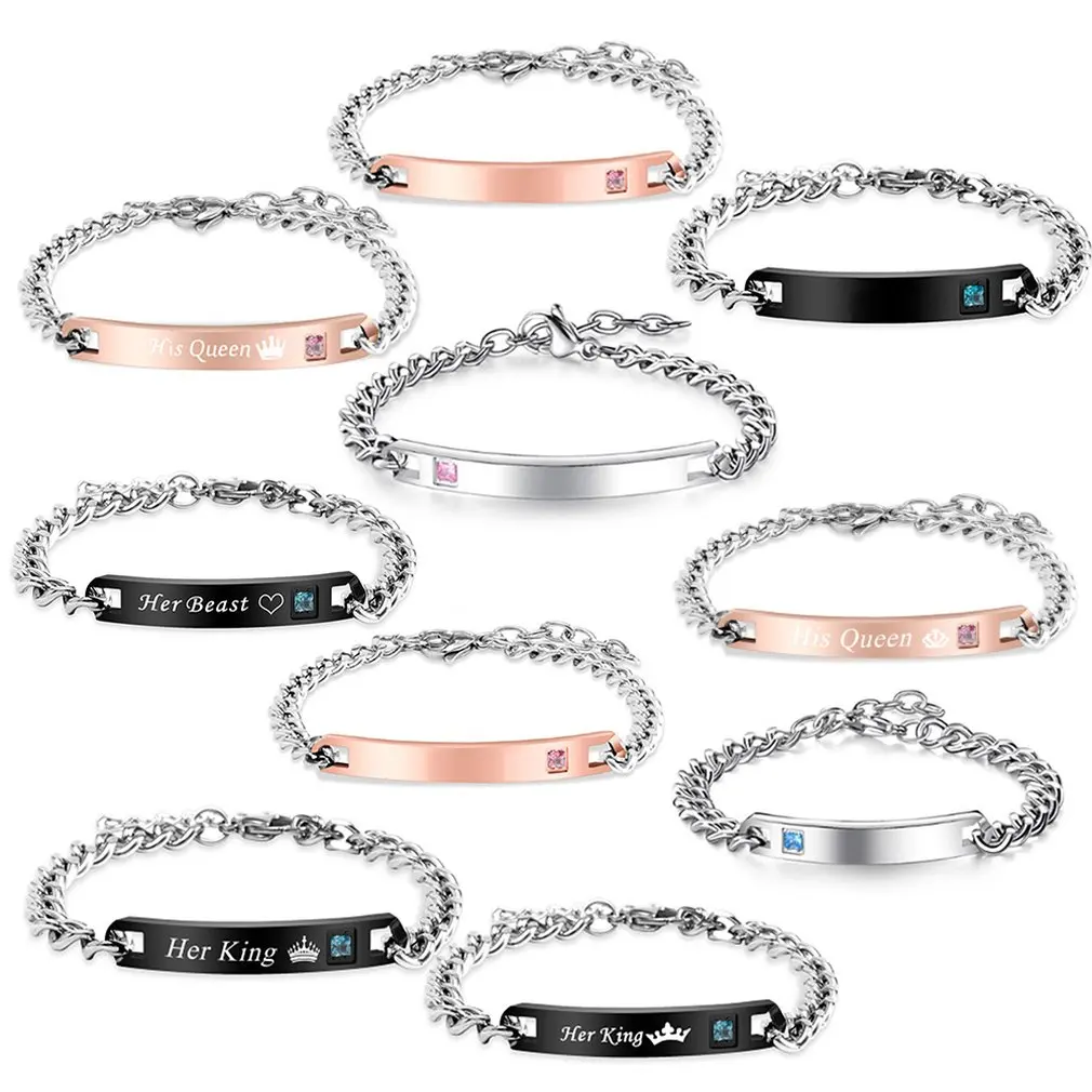 Пара браслетов из нержавеющей стали Материал Браслеты для женщин и мужчин