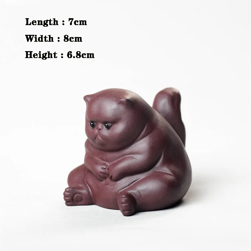 

Purple Clay Cat Ceramic Animal Figurines Zisha Tea Pet Angry Cats Crafts Household Office Tea Accessories Car Decoration Toy