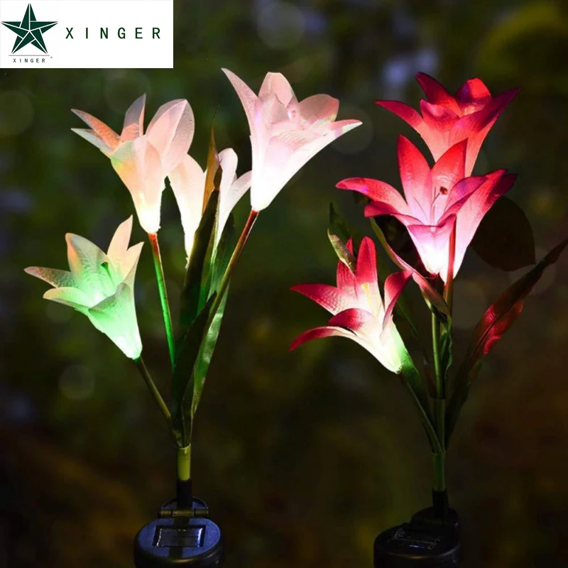 

LED Solar Lamps Lily Flower Light Garden Landscape Outdoor Lawn Lamp Wedding Decorative Lights