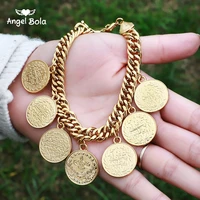 arab allah jewelry length 23cmturkey coin bracelet for women gold color turks simgesi osmanli turasi muslim islam bangles