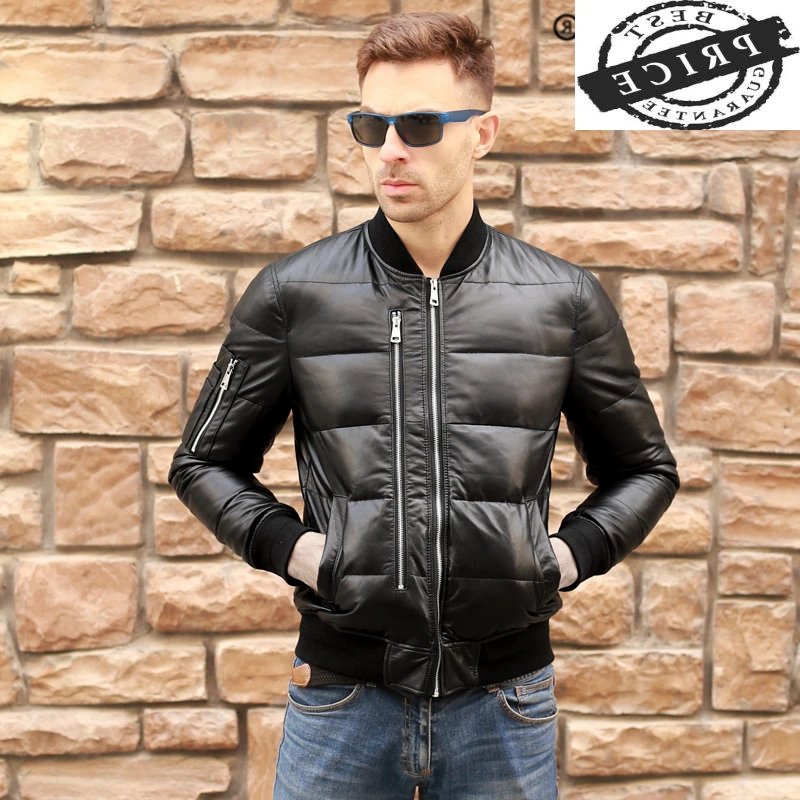 

100% Real Leather Jacket Men's Winter Sheepskin Duck Down Coat Men Clothes 2021 Korean Genuine Leather Jacket Hiver 122a