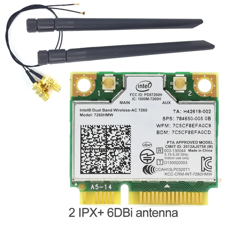Двухдиапазонный Беспроводной адаптер 7260 Intel 7260AC 7260HMW 2 4 и 5G 867 Мбит/с BT4.0 мини PCIe Wi Fi