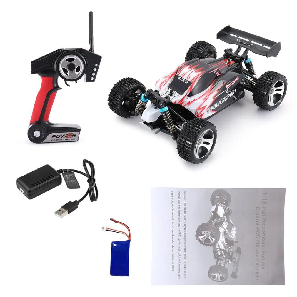 

WLtoys A959B /A959 2.4G 1/18 Full Proportional Remote Control 4WD Vehicle 70KM/h High Speed Electric RTR Off-road Buggy RC Car