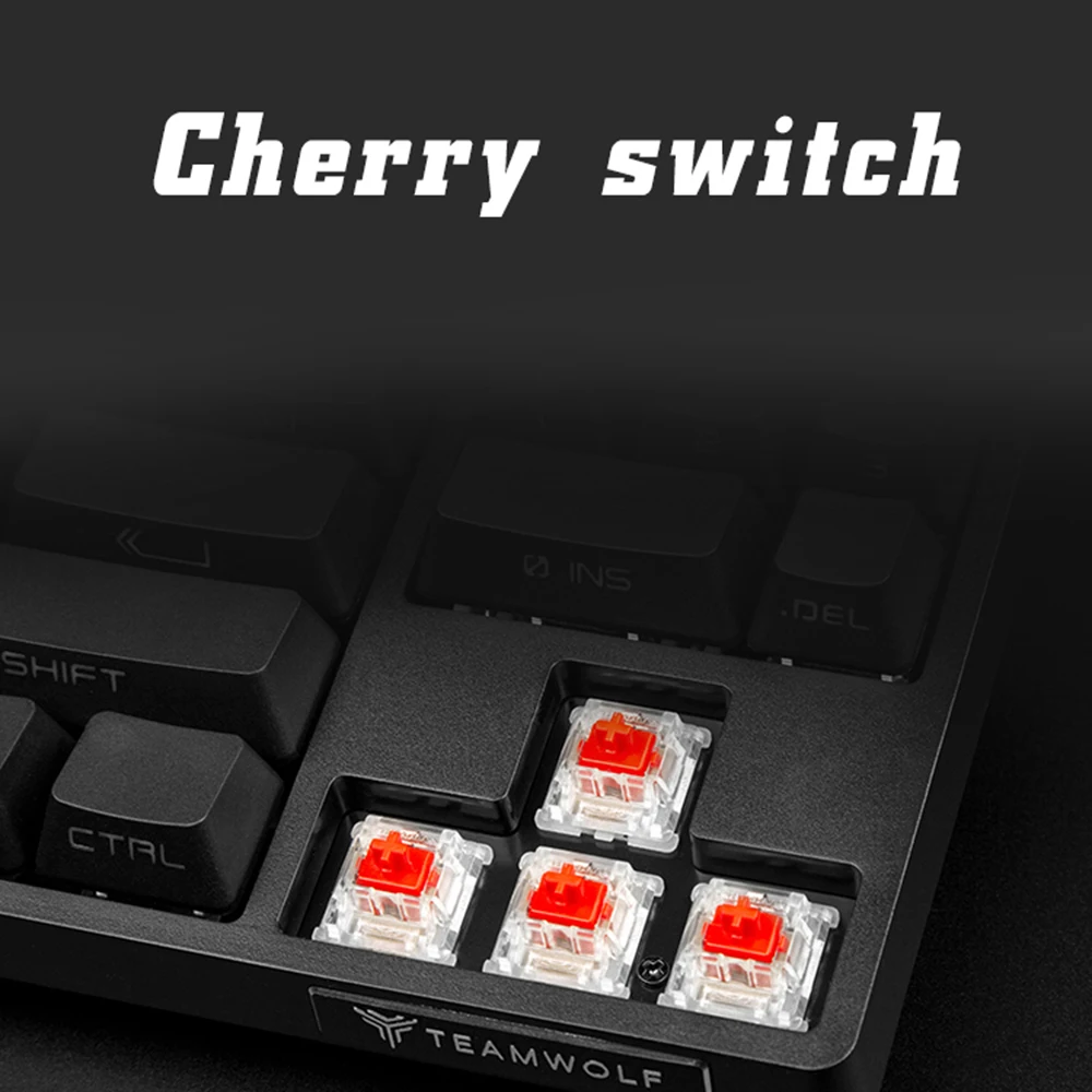 TEAM WOLF X59 RGB Gaming Mechanical Keyboard Using Cherry Mx switches Portable 89 Keys Side text Glow keycaps Blue Red Switch