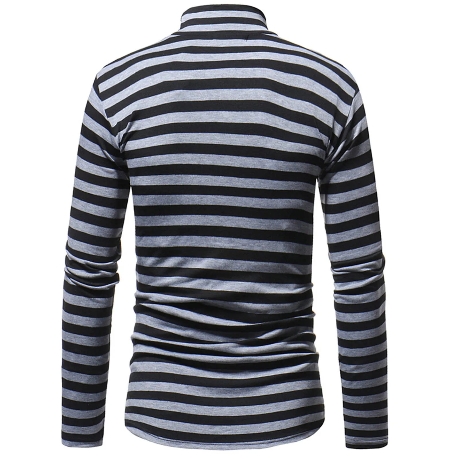 Мужская Осенняя полосатая футболка с длинным рукавом водолазка принтом пуловер