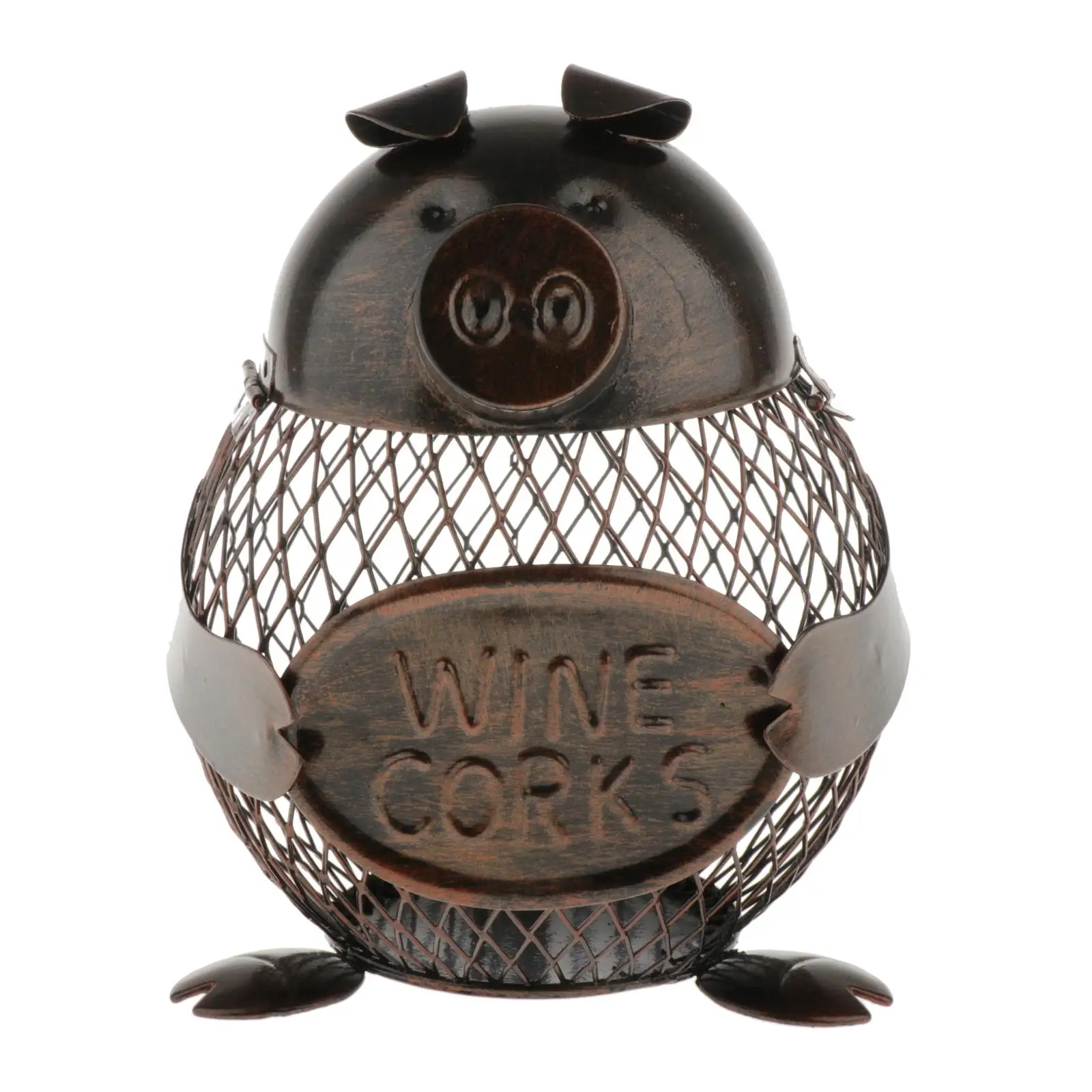 

Pig Shaped Metal Coin Bank Box Standing Sculp Handwork Crafting Art Home Ornament