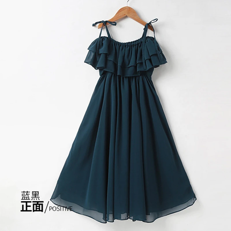 Платье для девочек летняя одежда Детские платья длинное шифоновое красное синее