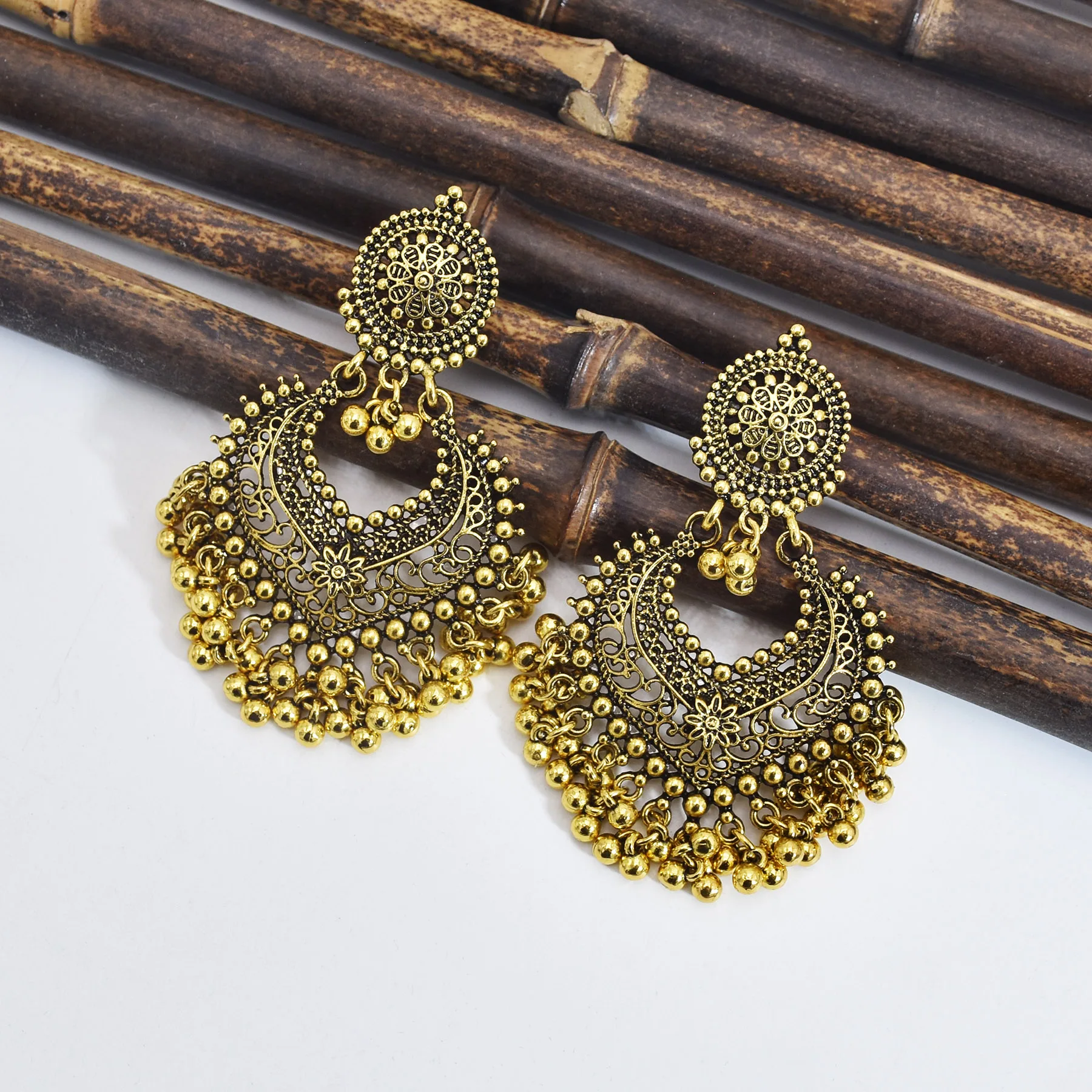 Женские винтажные серьги Jhumka в стиле бохо индейские цвет оксидированного