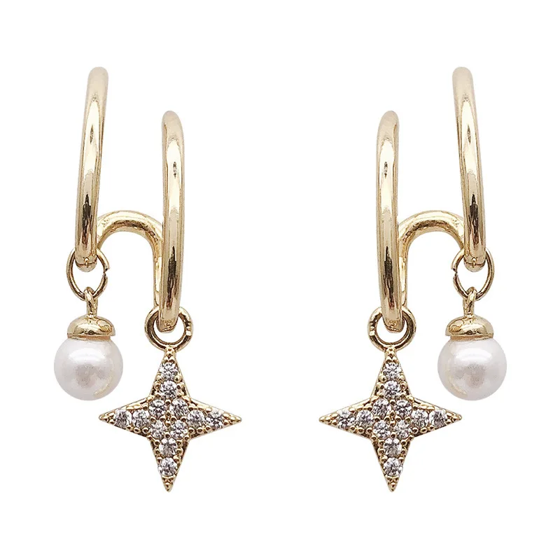 Женские Геометрические серьги Zeojrlly в Корейском стиле с жемчужинами и звездами