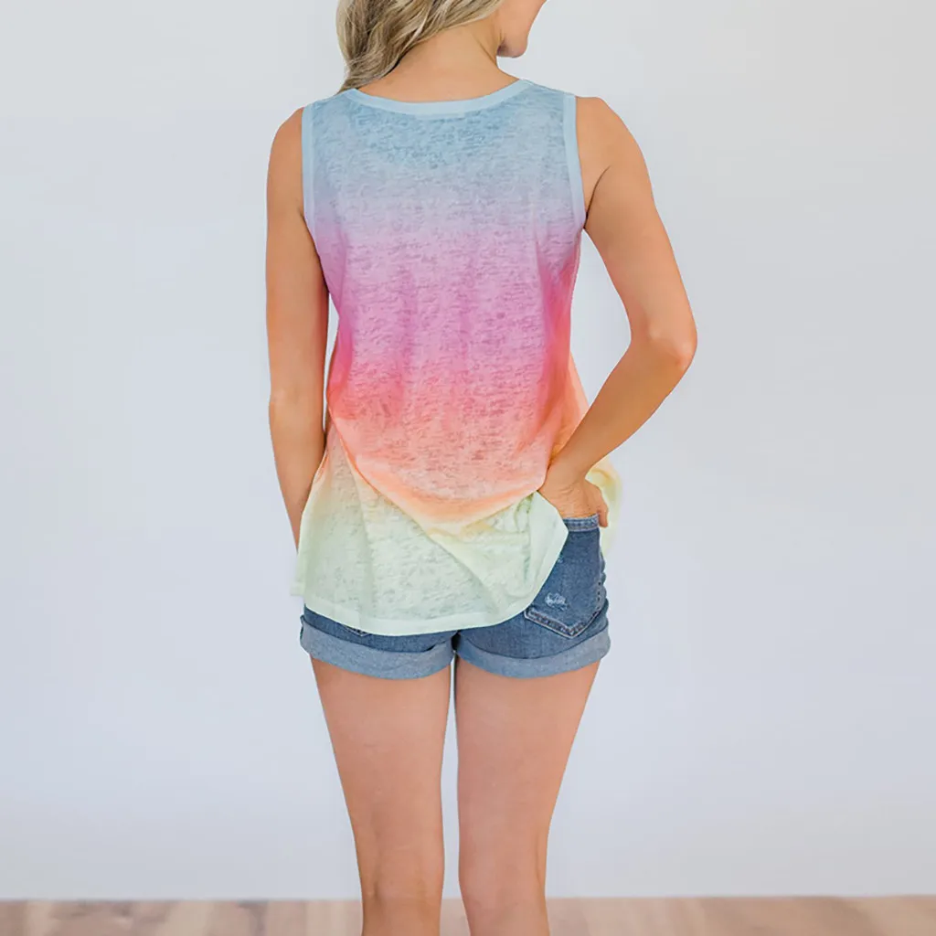 Женская футболка Топ Футболка женская рубашка круглый вырез градиентный принт