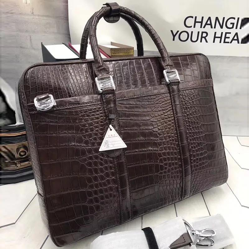 Портфель мужской из натуральной крокодиловой кожи сумка для работы экзотической