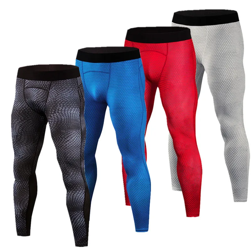 

2021 New men's compression Leggings Snake skin printed running sports Gym fitness male Tight pants capris Sweatpants pants