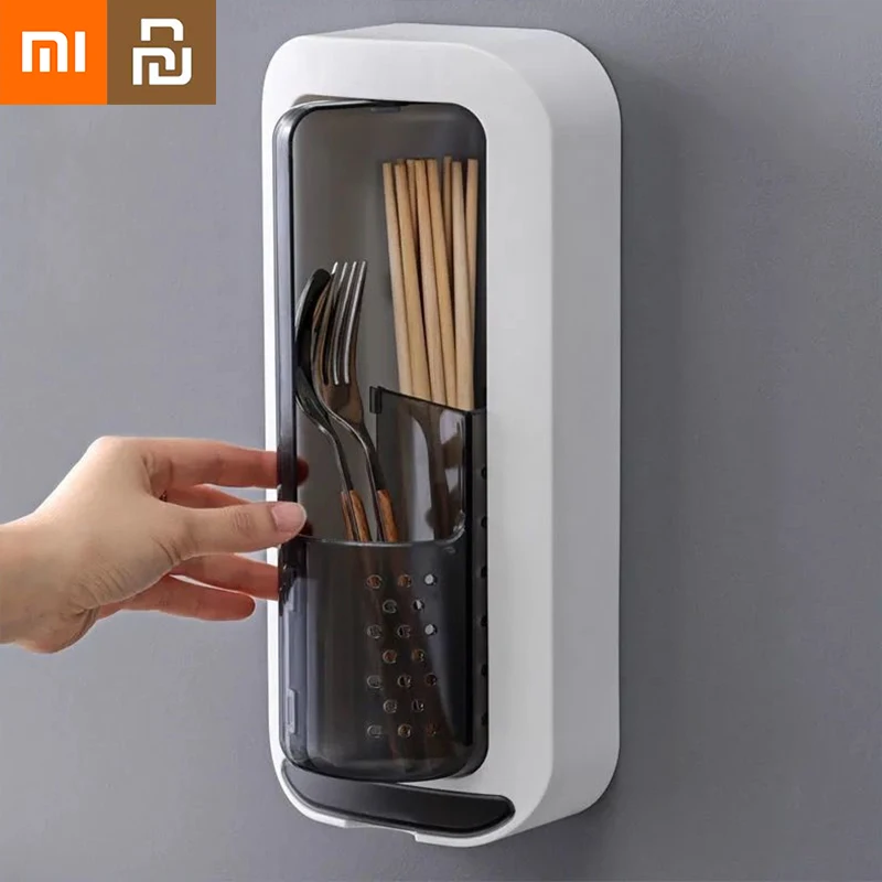 

NEW2022 Xiaomi Youpin Rotating Chopstick Holder Desktop Chopsticks Basket Cage Bucket Household Wall-mounted Kitchen Tableware