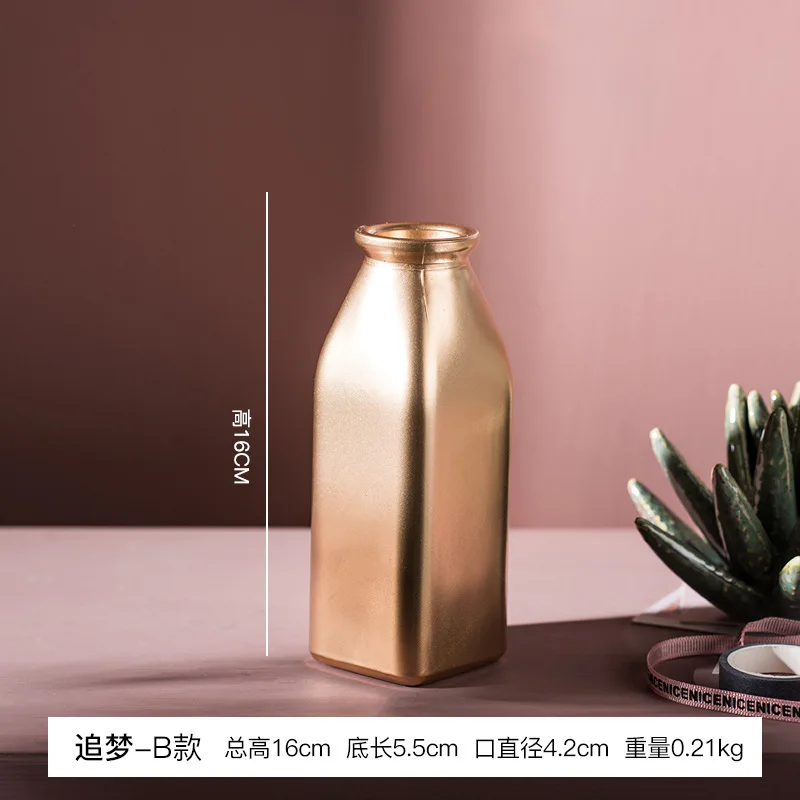 Современная Минималистичная ваза из золотистого стекла для дома гостиной