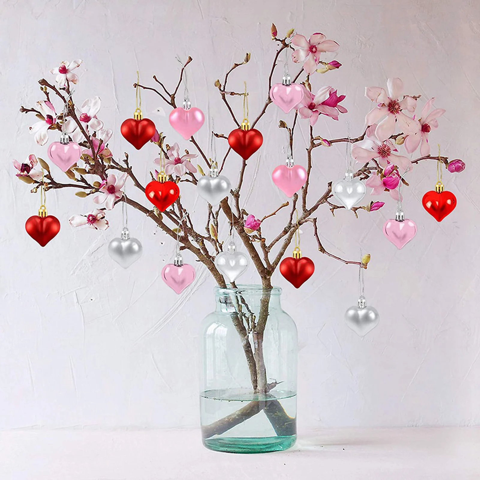 

24PCS Valentine's Day Reusable Heart-shaped DIY Hanging Ornament Wedding New Year Party Room Decoration