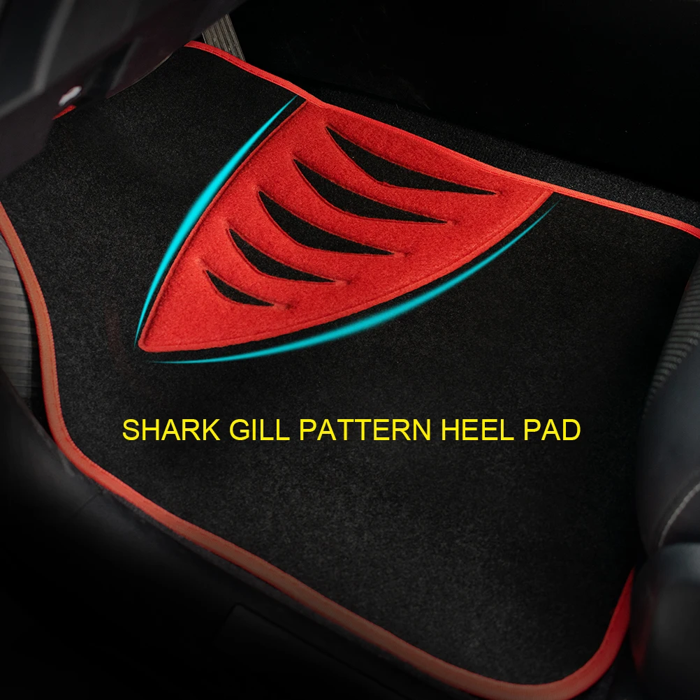 4Pcs Universal Car Floor Mat Carpet Liner Rug Red Trim Edging Shark Gill Pattern Heel Pad Dustproof Waterproof Odorless Racing | Автомобили