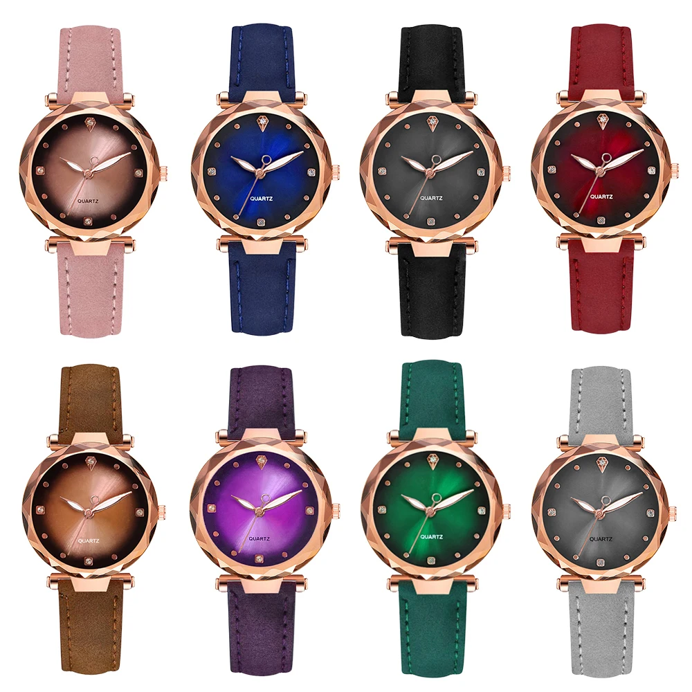 

Fashion Women Gradient Dial Watch Luxury Ladies Leather Quartz Wrist Watches Relogio Feminino Dropshipping Clock
